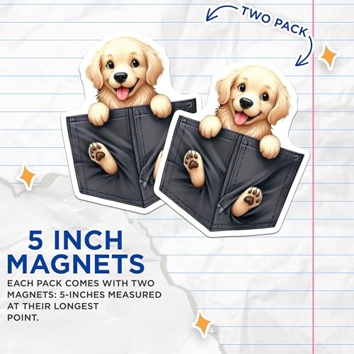 (2 Pack) Cute Dog Magnets - Novelty Animal Magnets - Ative Fridge Magnets - 5" On Longest Side - for Cars, Fridges, Toolboxes - Made in USA - MAG4075