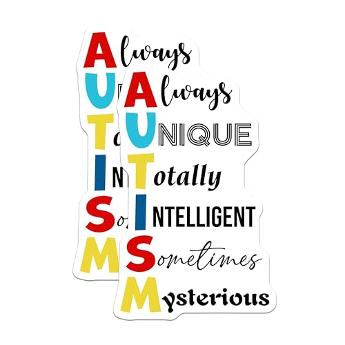 (2 Pack) Autism Awareness Stickers - Unique Inspirational Stickers - Intelligent Motivational Stickers - 5" On Longest Side - Sticks to Any Smooth Flat Surface - Made in USA - BMCS3211