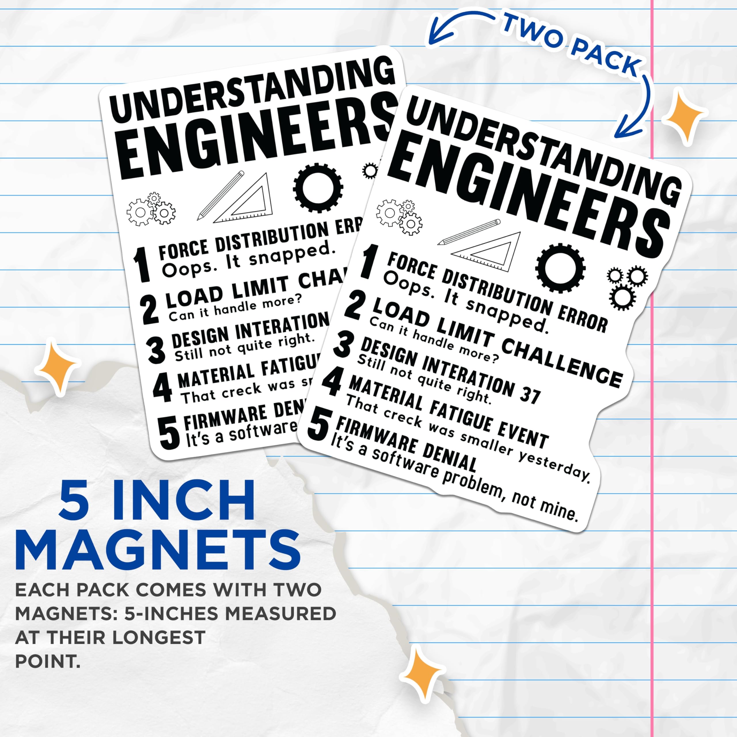 (2 Pack) Understanding Engineers Magnets - Funny Engineering Humor - Mechanical Design Software Problem Solver STEM Decor - 5 Inches On Longest Side - Thick Durable Magnet - Made in USA - MAG20236
