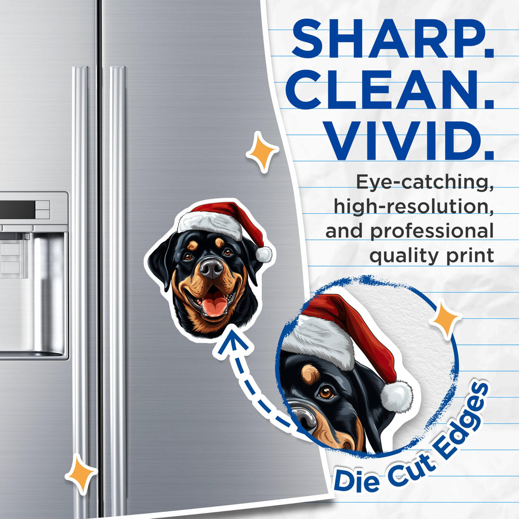 (2 Pack) Christmas Rottweiler Magnets - Santa Dog Holiday Decor - Festive Pet Refrigerator Magnets - 5 Inches On Longest Side - Thick Durable Magnet - Made in USA - MAG23371