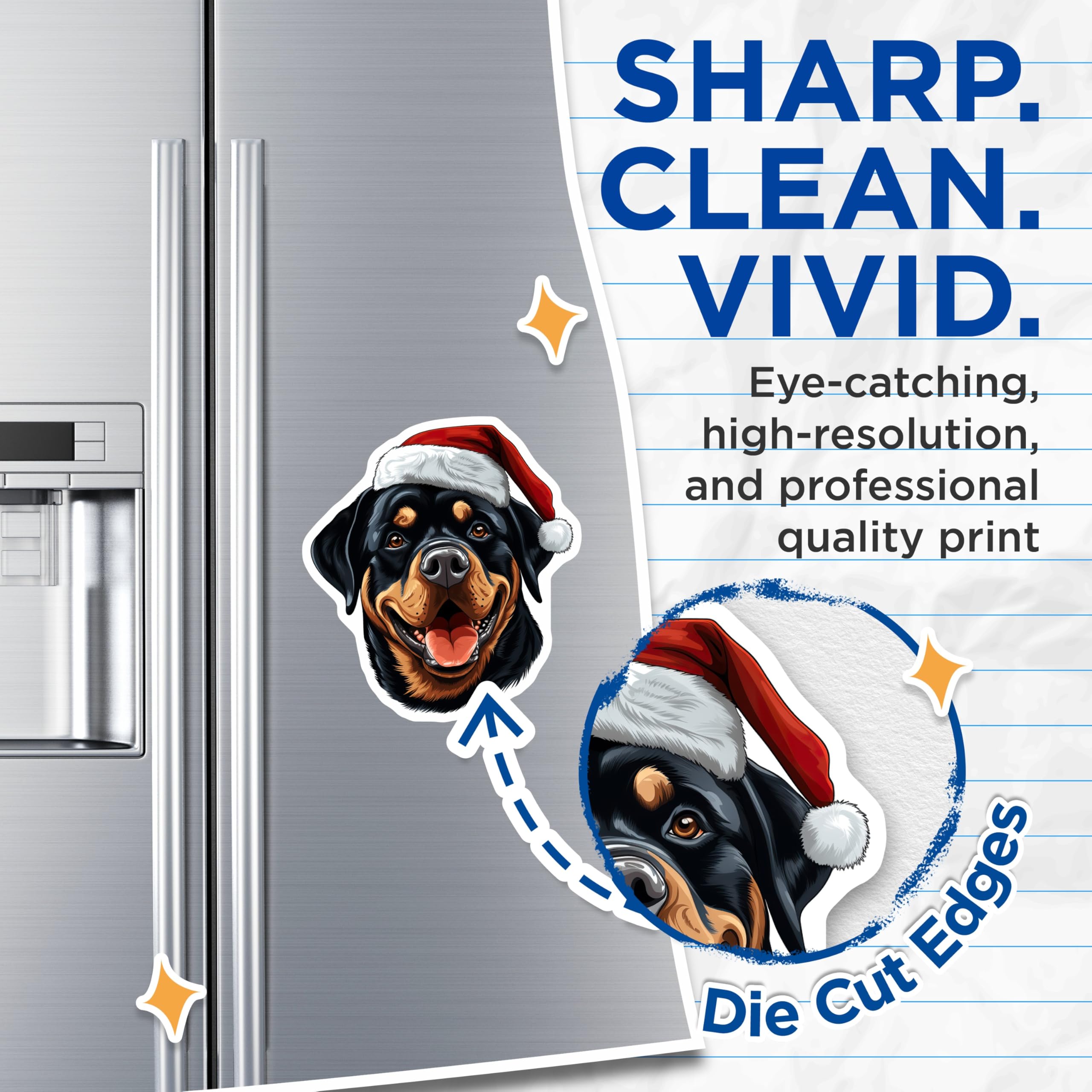 (2 Pack) Christmas Rottweiler Magnets - Santa Dog Holiday Decor - Festive Pet Refrigerator Magnets - 5 Inches On Longest Side - Thick Durable Magnet - Made in USA - MAG23371