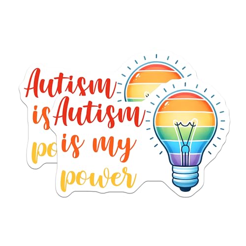 (2 Pack) Autism Awareness Stickers - Inspirational Quote Stickers - Light Bulb Design Positive Message Stickers - 5" On Longest Side - Sticks to Any Smooth Flat Surface - Made in USA - BMCS3215