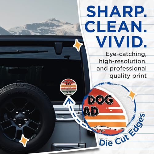 (2 Pack) Best Dog Dad Ever Stickers - Dog Lover Stickers - Funny Dog Dad Stickers - 5" On Longest Side - Sticks to Any Smooth Flat Surface - Made in USA - BMCS3241