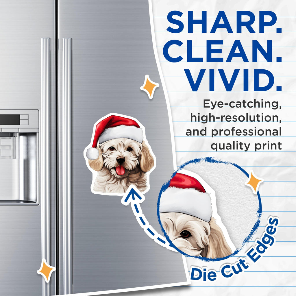 (2 Pack) Christmas Dog Magnets - Santa Puppy Decor - Holiday Refrigerator Accents - 5 Inches On Longest Side - Thick Durable Magnet - Made in USA - MAG27654