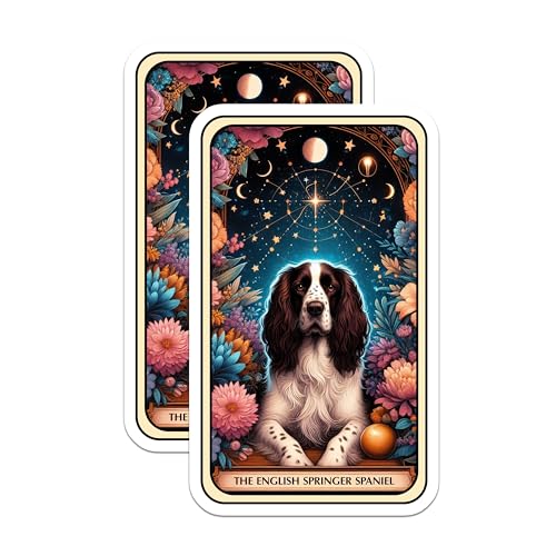 (2 Pack) English Springer Spaniel Stickers - Dog Art Stickers - Unique Illustration Stickers - 5" On Longest Side - Sticks to Smooth Flat Surfaces - Made in USA - BMCS4861