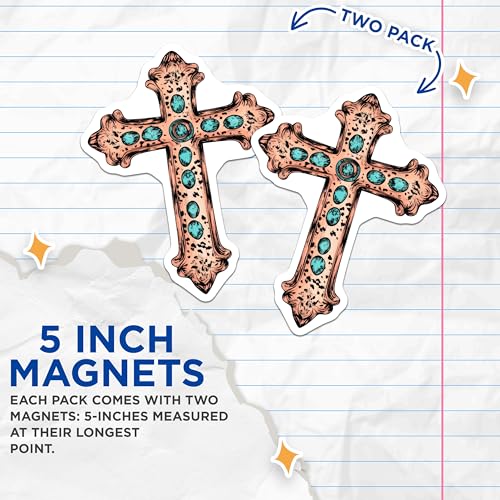(2 Pack) Religious Cross Magnets Magnets - Decorative Christian Cross - 5" On Longest Side - Made in USA - Sticks to Refrigerators & Metal Surfaces - MAG8742