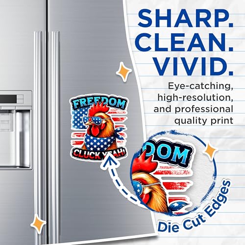 (2 Pack) Freedom Cluck Yeah Magnets - Patriotic Chicken Magnets - Funny Refrigerator Magnets- 5" On Longest Side - for Fridges, Toolboxes, Cars - Made in USA - MAG2723