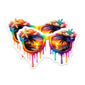 (2 Pack) Rainbow Sunglasses Magnets - Beach Sunset View - Tropical Ocean Vibes - Summer Coastal Decor - 5 Inches On Longest Side - Thick Durable Magnet - Made in USA - MAG36221