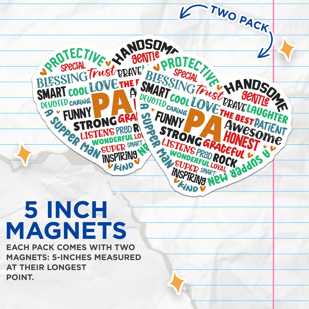 (2 Pack) PA Qualities Magnets - Super Man Father's Day - Healthcare Hero Appreciation - 5 Inches On Longest Side - Thick Durable Magnet - Made in USA - MAG37073