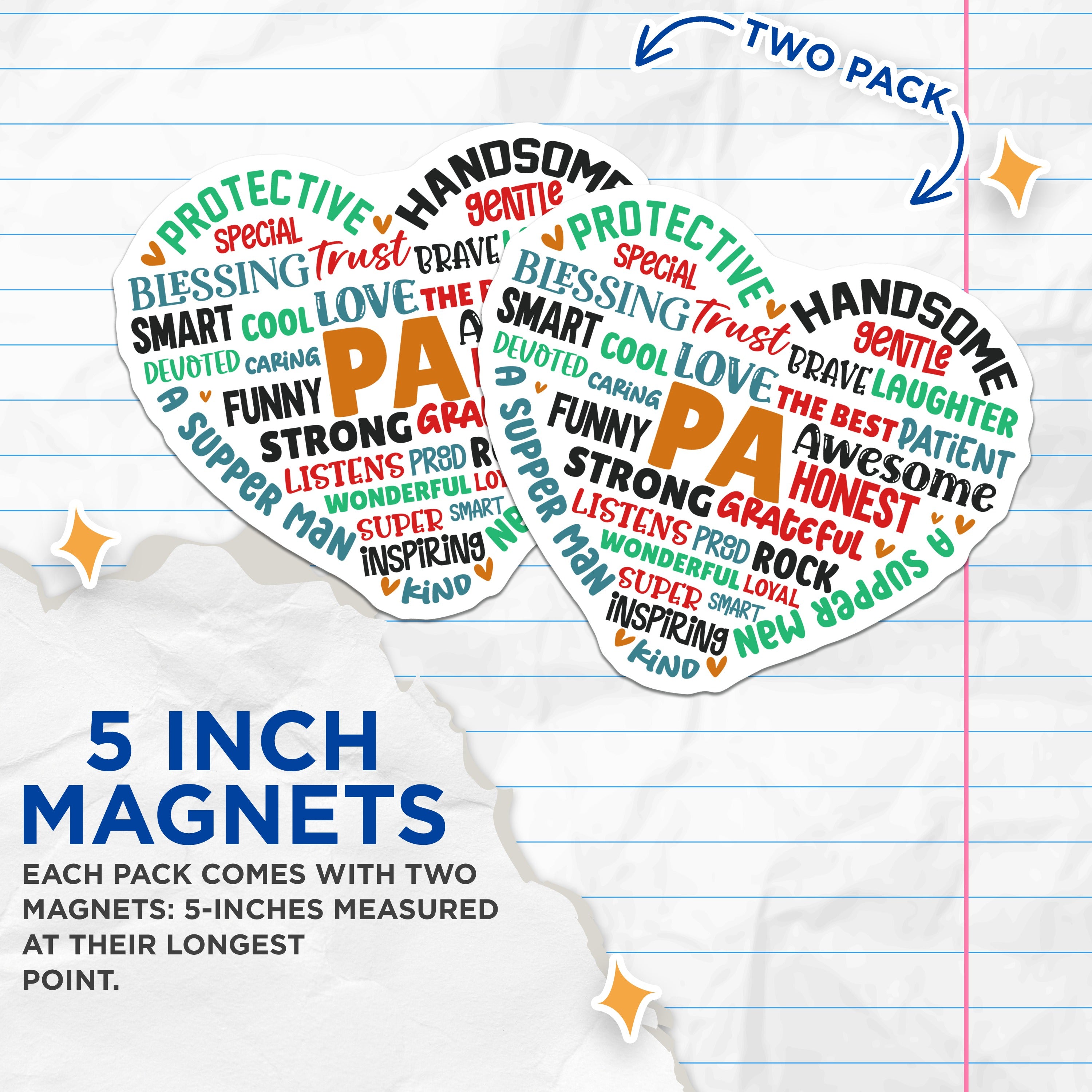 (2 Pack) PA Qualities Magnets - Super Man Father's Day - Healthcare Hero Appreciation - 5 Inches On Longest Side - Thick Durable Magnet - Made in USA - MAG37073