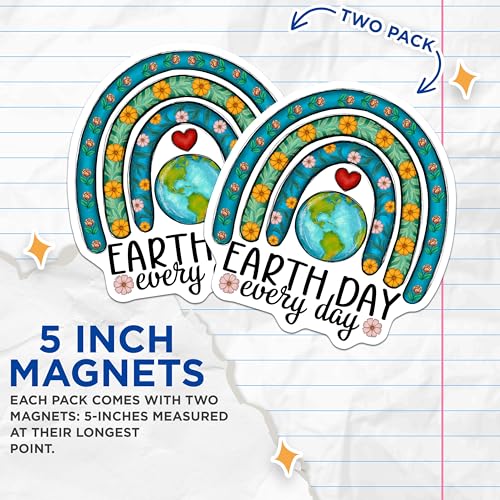 (2 Pack) Earth Day Magnets - Environmentally Conscious - Eco-Friendly Celebration - Everyday Awareness - 5" On Longest Side - for Cars, Fridges, Toolboxes - Made in USA - MAG4175