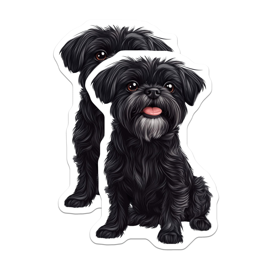 (2 Pack) Black Shaggy Dog Magnets - Cute Pet Lover - Terrier Mix Art for Dog Parents - 5 Inches On Longest Side - Thick Durable Magnet - Made in USA - MAG29505
