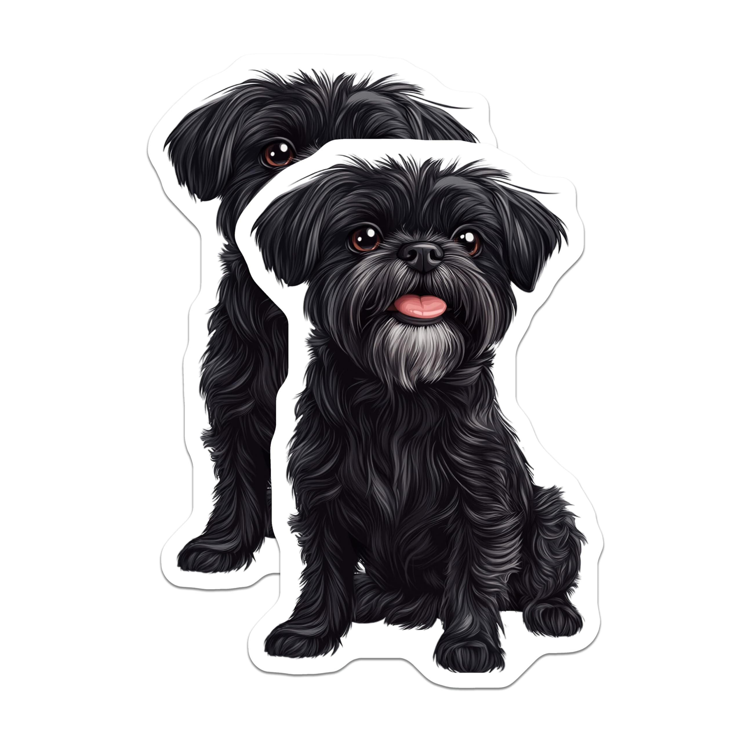 (2 Pack) Black Shaggy Dog Magnets - Cute Pet Lover - Terrier Mix Art for Dog Parents - 5 Inches On Longest Side - Thick Durable Magnet - Made in USA - MAG29505