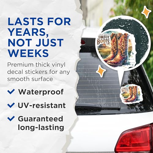 (2 Pack) Country Roots Stickers - Cowboy Boots - Western Art - 5" On Longest Side - Sticks to Smooth Flat Surfaces - Made in USA - BMCS6824