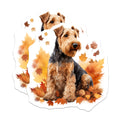 (2 Pack) Airedale Terrier Dog Magnets - Autumn Fall Pet Decor - Refrigerator Locker Art - 5 Inches On Longest Side - Thick Durable Magnet - Made in USA - MAG30287
