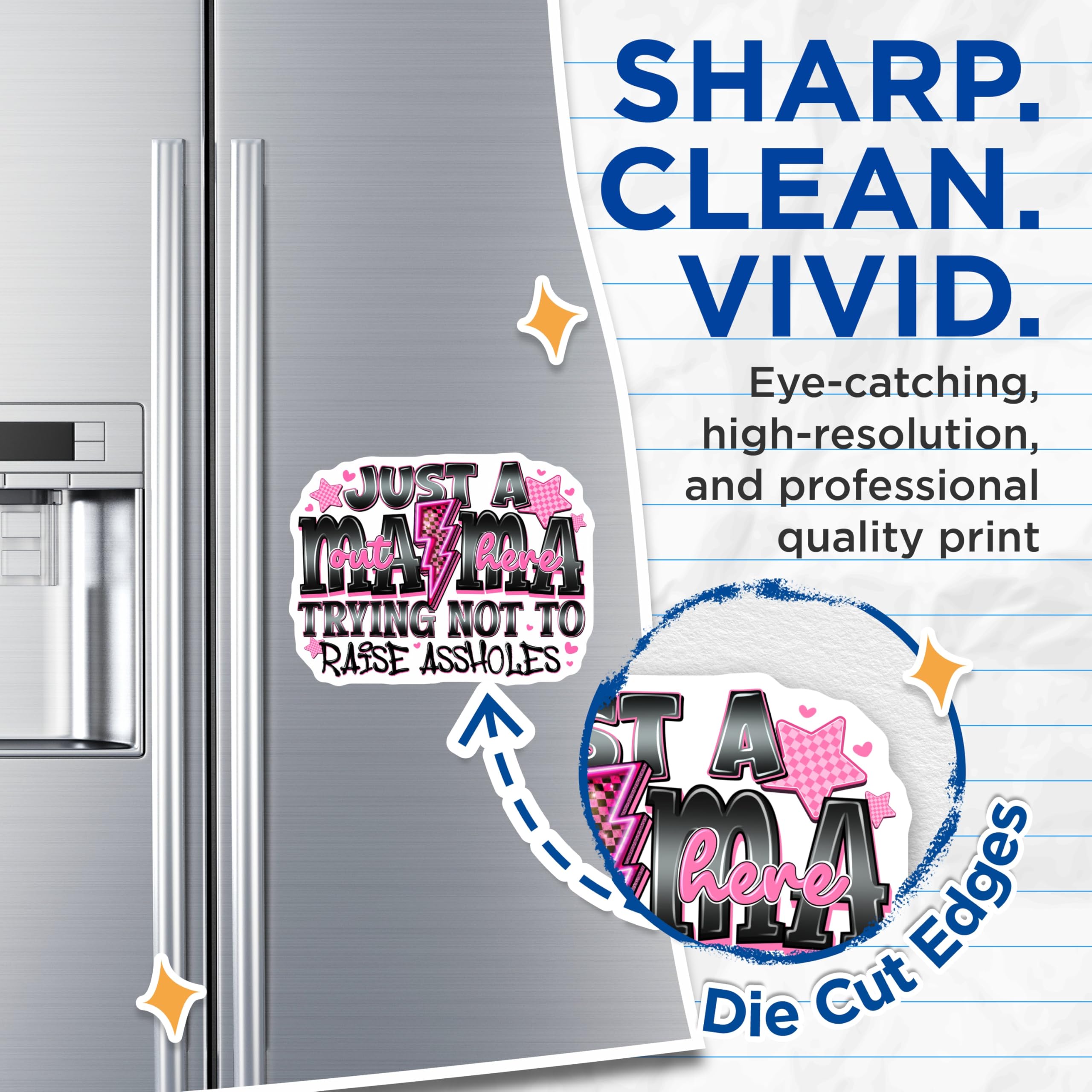 (2 Pack) Sarcastic Mama Magnets - Funny Mom Life Humor - Edgy Parenting Quote - Refrigerator Decor - 5 Inches On Longest Side - Thick Durable Magnet - Made in USA - MAG27598