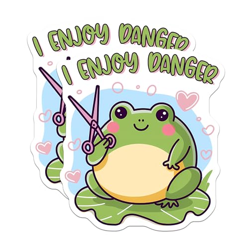 (2 Pack) Frog Humor Magnets - Funny Animal Magnets - Cute Frog Holding Scissors Cartoon Magnets - 5" On Longest Side - for Cars, Refrigerators, Toolboxes, Lockers - Made in USA BMCS3301