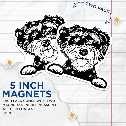(2 Pack) Playful Dog Magnets - Cute Puppy - Black and White Art Magnet - Adorable Pet Fridge Magnet - 5" On Longest Side - for Cars, Fridges, Toolboxes - Made in USA - MAG4032