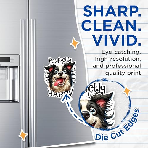 (2 Pack) Pawfectly Happy Dog Magnets - Cute Dog Fridge Magnets - Funny Pet Magnets- 5" On Longest Side - for Fridges, Toolboxes, Cars - Made in USA - MAG2807