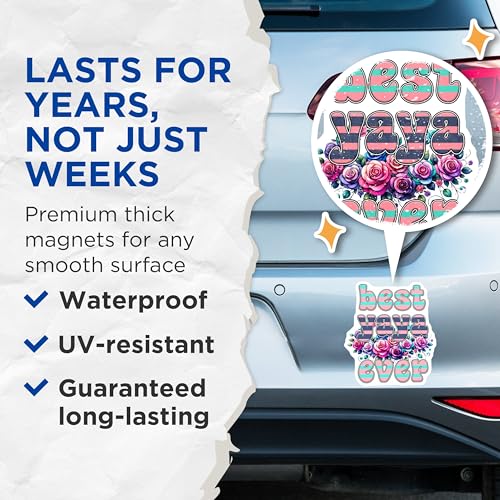 (2 Pack) Best Yaya Ever Magnets - 5" On Longest Side - for Cars, Fridges, Toolboxes - Made in USA - MAG8186