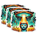 (3 Pack) Abducted Cat Decals - UFO Beam - Alien Invasion Laptop Decal - 3 Inches On Longest Side - Easy Peel & Apply - Made in USA - 3MCS4485
