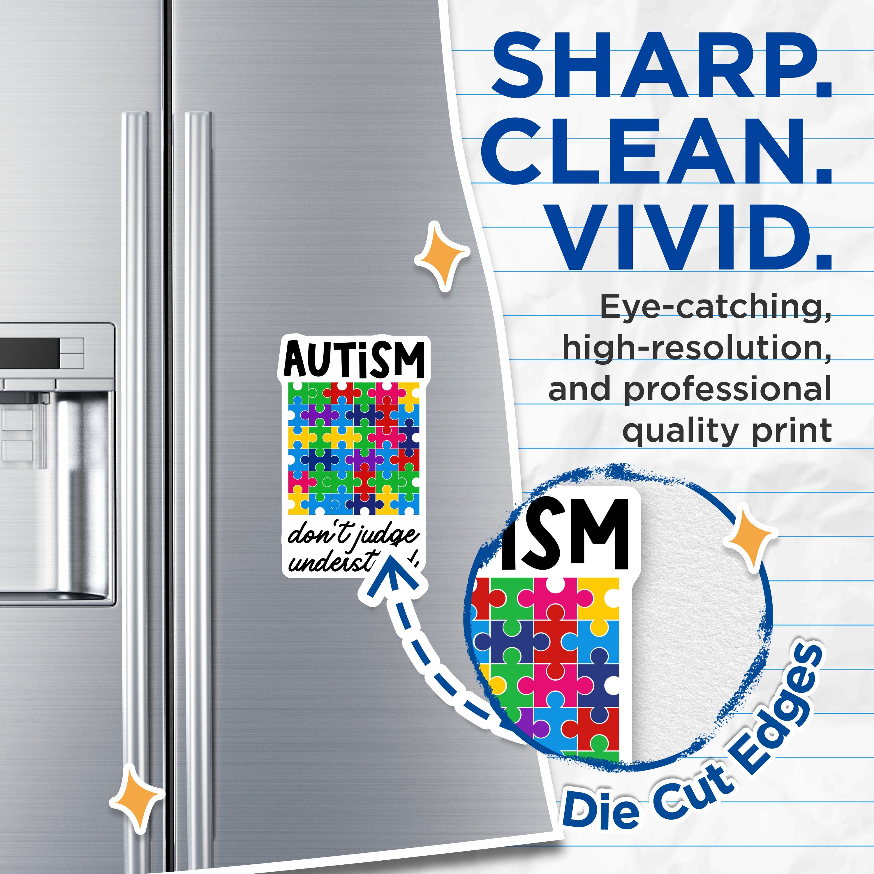 (2 Pack) Autism Awareness Magnets - Puzzle Piece Symbol - Neurodiversity Acceptance Advocacy - 5 Inches On Longest Side - Thick Durable Magnet - Made in USA - MAG38203