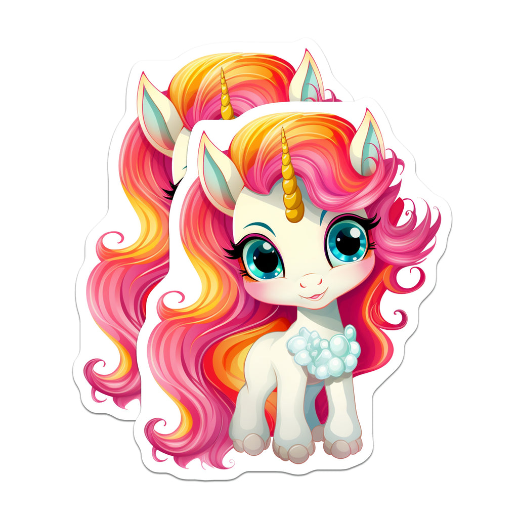 (2 Pack) Cute Unicorn Magnets - Magical Rainbow Mane Fridge Decor - Kids Room Locker Accessories - 5 Inches On Longest Side - Thick Durable Magnet - Made in USA - MAG38611