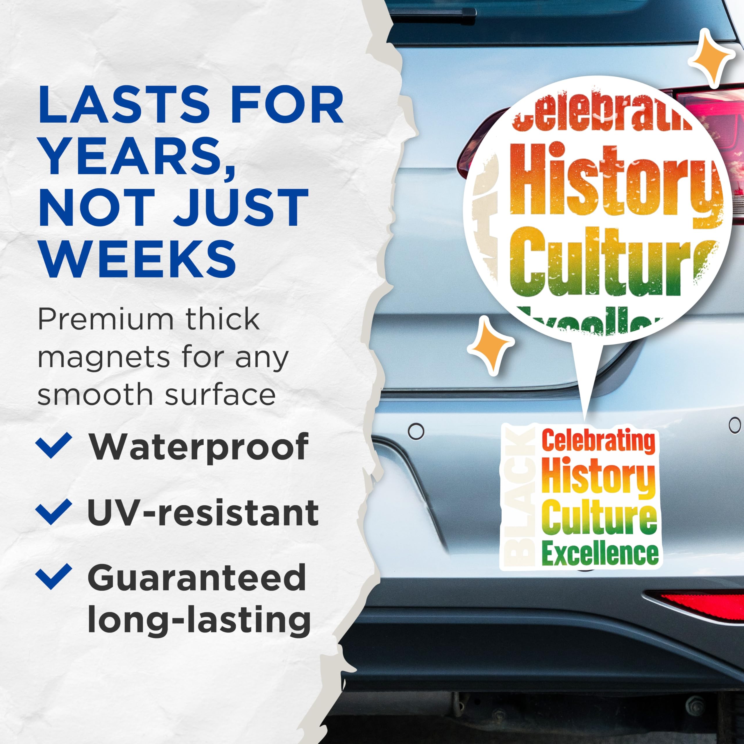 (2 Pack) Black History Culture Magnets - Excellence Celebration - African American Heritage - 5 Inches On Longest Side - Thick Durable Magnet - Made in USA - MAG19924