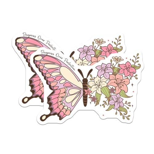 (2 Pack) Butterfly Flower Magnets - Inspirational Magnet - Nature Decor - Floral Butterfly Art - Motivational Magnet - 5" On Longest Side - for Cars, Fridges, Toolboxes - Made in USA - MAG7150