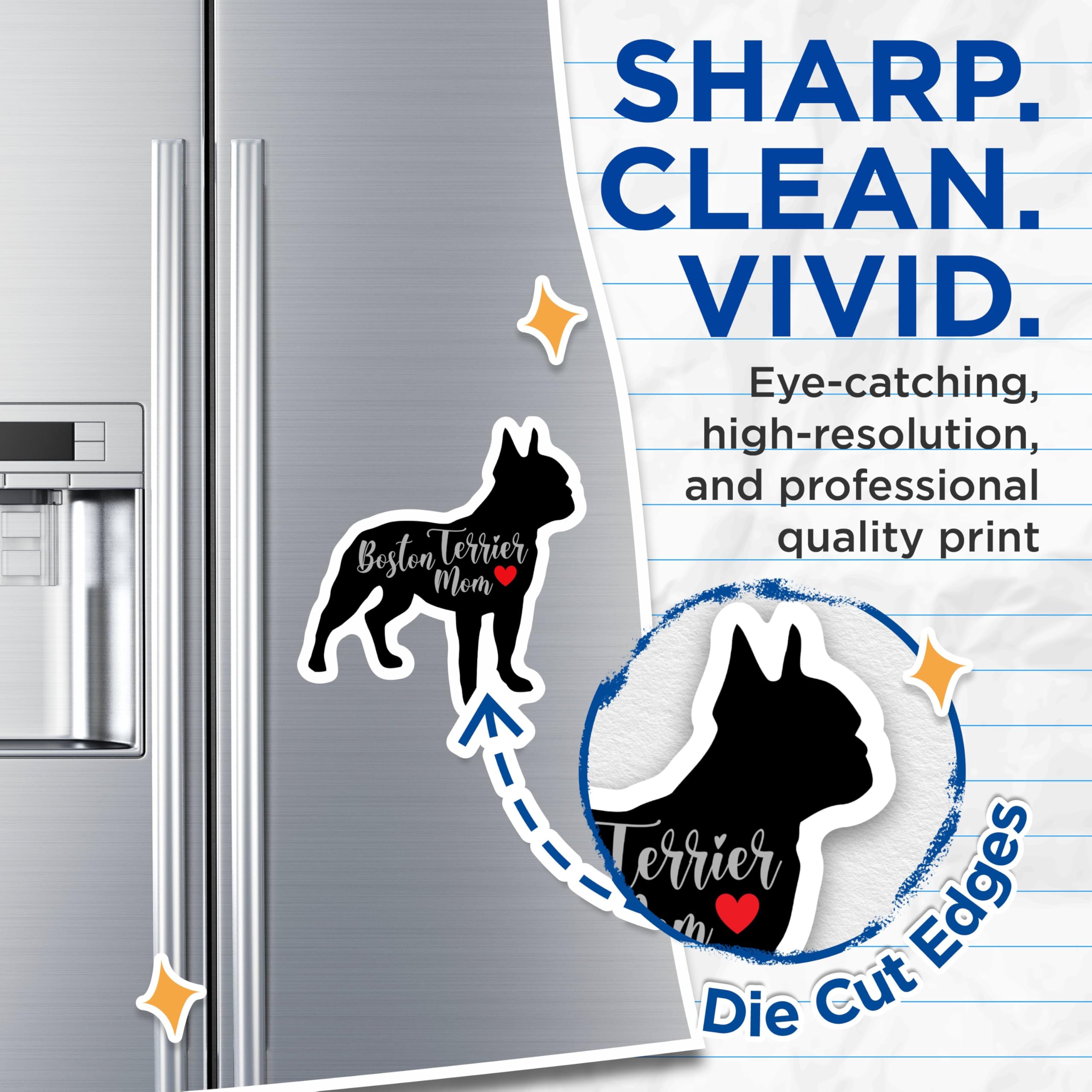 (2 Packs) Boston Terrier Mom Magnets - Boston Terrier Dog Breed Dog Mom Dad Magnets - 5 Inches On Longest Side - Premium Magnet - for Fridges, Toolboxes, Cars - Made in USA - MAG2444