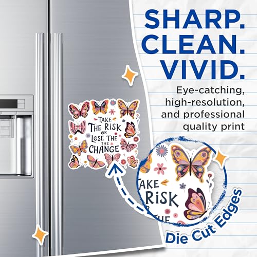 (2 Pack) Take The Risk Magnets - Inspirational Quote Magnets - Butterfly Themed Fridge Magnets- 5" On Longest Side - for Fridges, Toolboxes, Cars - Made in USA - MAG2578