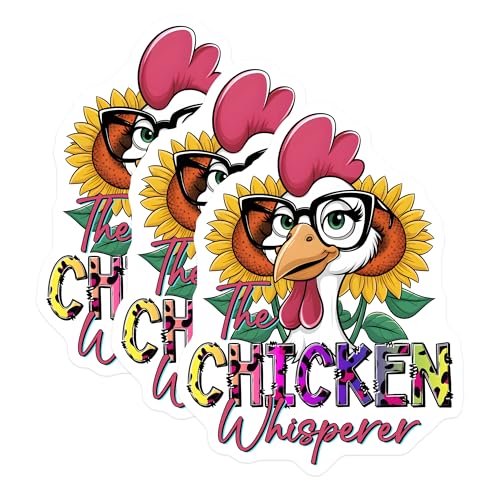 (3 Pack) Chicken Whisperer Decals - Funny Chicken - Nerd Chicken Stickers - 3 Inches On Longest Side - Easy Peel & Apply - Made in USA - 3MCS8488