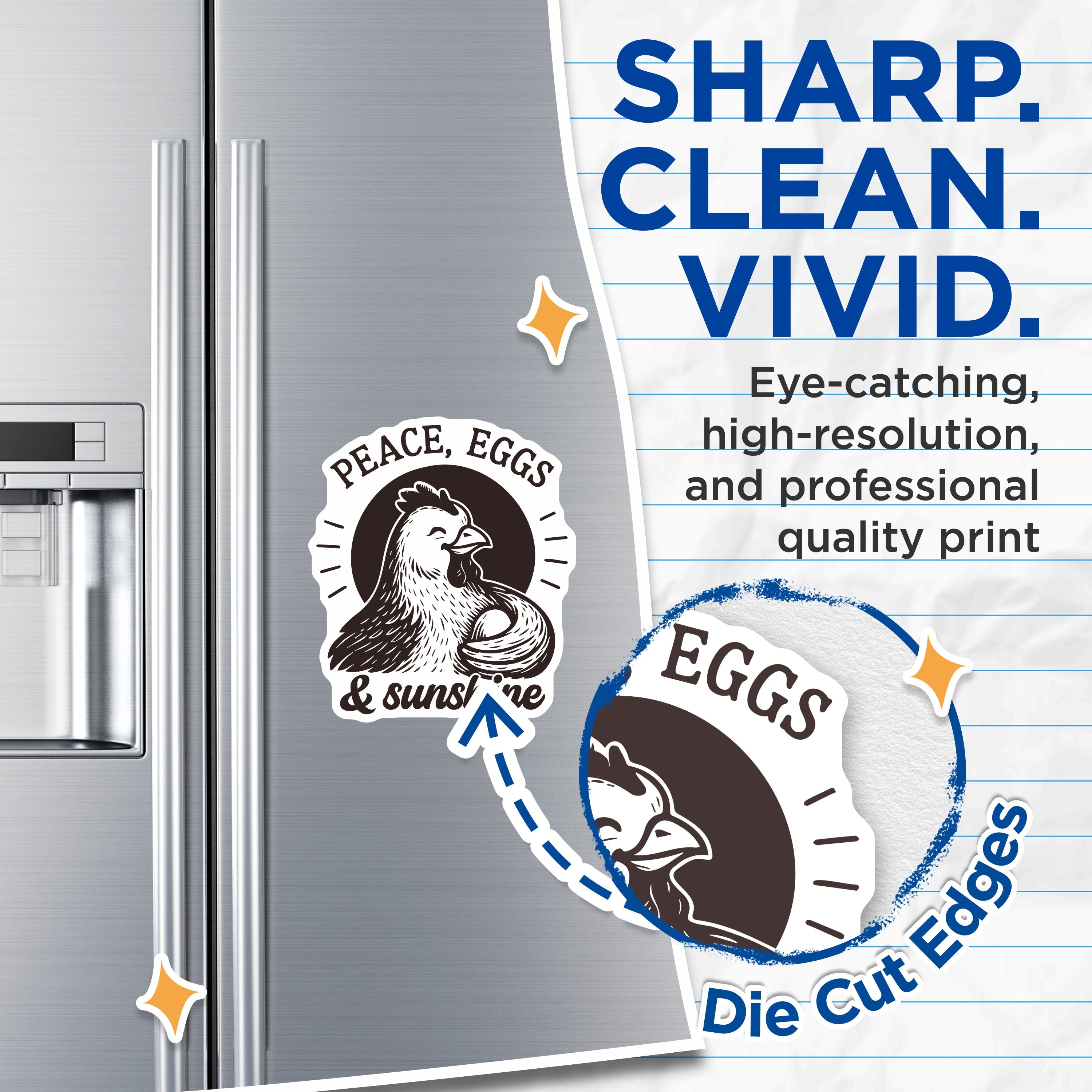 (2 Pack) Peace Eggs Sunshine Magnets - Happy Chicken Decor - Farm Life Homesteading - 5 Inches On Longest Side - Thick Durable Magnet - Made in USA - MAG37388