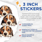 (3 Pack) Beagle Decals - Cute Puppy Stickers - Dog Breed Art - 3 Inches On Longest Side - Easy Peel & Apply - Made in USA - 3MCS8618