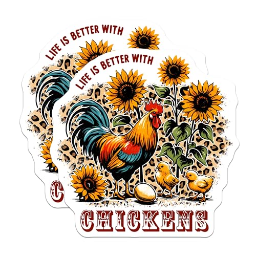 (2 Pack) Sunflowers Rooster Design Magnet - 5" On Longest Side - Sticks to Smooth Flat Surfaces - Made in USA - MAG9658