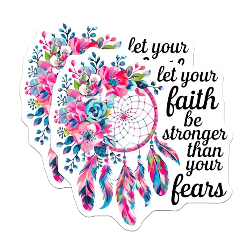 (2 Pack) Inspirational Quote Stickers - Floral Dreamcatcher - Motivational Stickers for Laptops and Water Bottles - 5" On Longest Side - Sticks to Smooth Flat Surfaces - Made in USA - BMCS6472