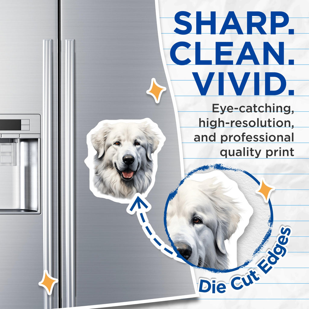 (2 Pack) Great Pyrenees Dog Magnets - Majestic White Dog Pet Art - Loyal Fluffy Canine Decor - Dog Lover Owner Present - 5 Inches On Longest Side - Thick Durable Magnet - Made in USA - MAG26177