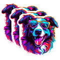 (3 Pack) Cool Border Collie Decals - Colorful Dog Laptop Decals - Pet Lover Decal Pack- 3 Inches On Longest Side - Easy Peel & Apply - Made in USA - 3MCS5999
