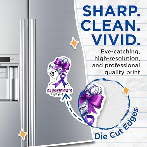 (2 Pack) Purple Ribbon Magnet - Support Alzheimer's Research - 5" On Longest Side - Sticks to Smooth Flat Surfaces - Made in USA - MAG9796