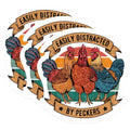 (3 Pack) Chicken Decals - Funny Chicken Stickers - Easily Distracted by Peckers - 3 Inches On Longest Side - Easy Peel & Apply - Made in USA - 3MCS1076