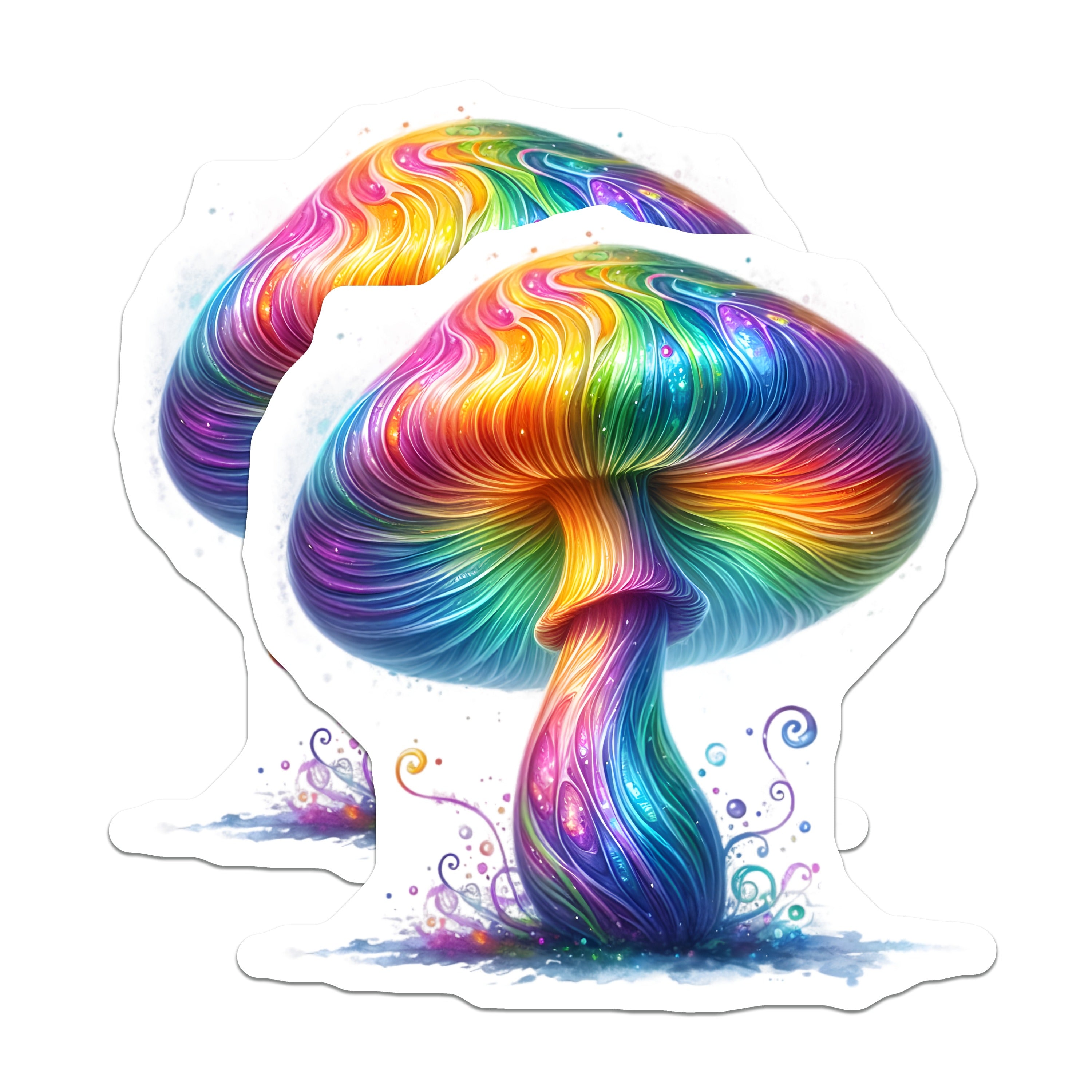 (2 Pack) Rainbow Mushroom Magnets - Psychedelic Fridge Decor - Whimsical Kitchen Accessory - 5 Inches On Longest Side - Thick Durable Magnet - Made in USA - MAG38859