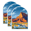 (3 Pack) Badlands National Park Decals - South Dakota Art - Landscape Decal - 3 Inches On Longest Side - Easy Peel & Apply - Made in USA - 3MCS0395