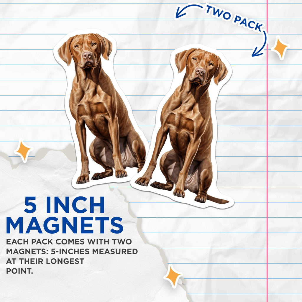 (2 Pack) Vizsla Dog Magnets - Realistic Vizsla Art - Pet Owner Home Decor - 5 Inches On Longest Side - Thick Durable Magnet - Made in USA - MAG30275