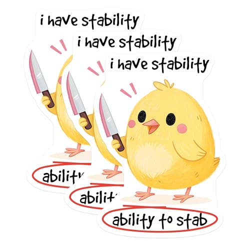 (3 Pack) Funny Chicken Decals - Stability Ability - Laptop Decals - 3 Inches On Longest Side - Easy Peel & Apply - Made in USA - 3MCS2092