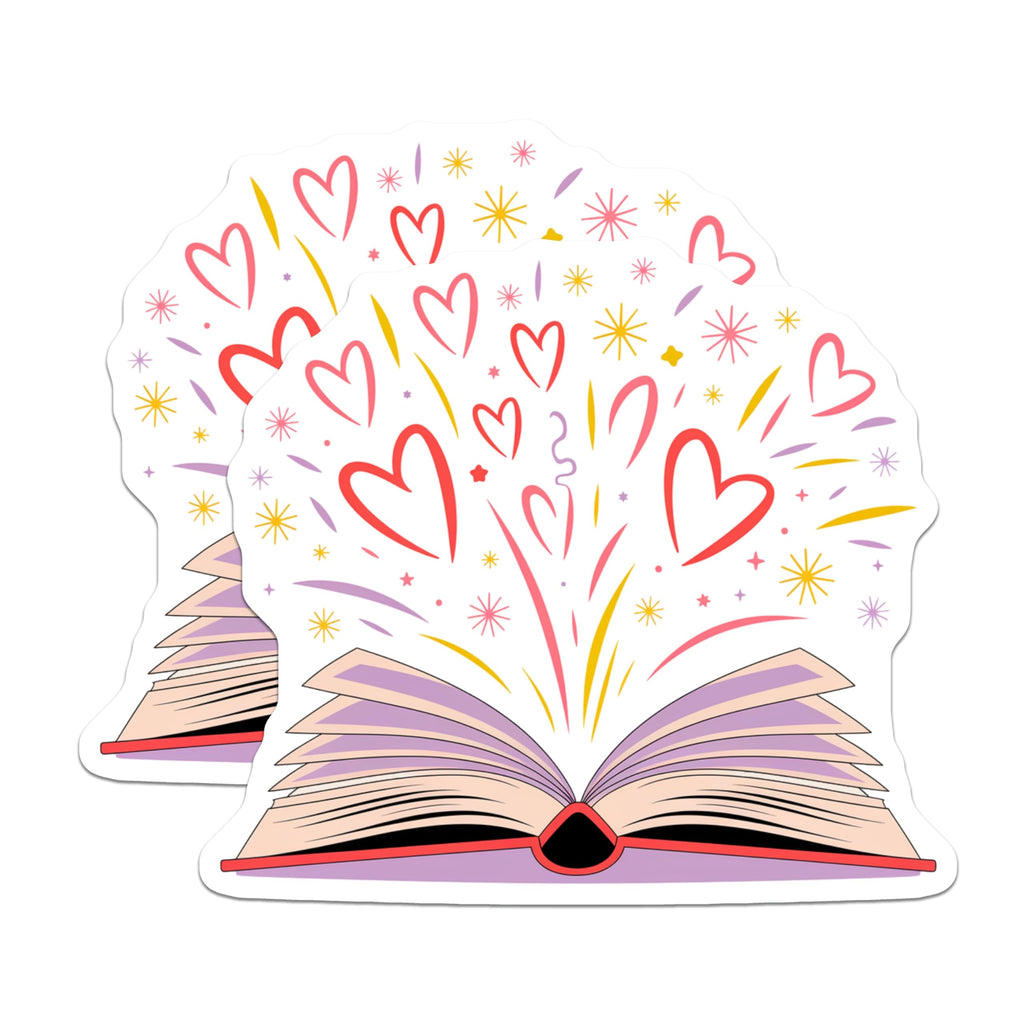 (2 Pack) Book Lover Magnets - Reading Enthusiast Decor - Literary Teacher Librarian Accessory - Whimsical Heart Book Design - 5 Inches On Longest Side - Thick Durable Magnet - Made in USA - MAG26634