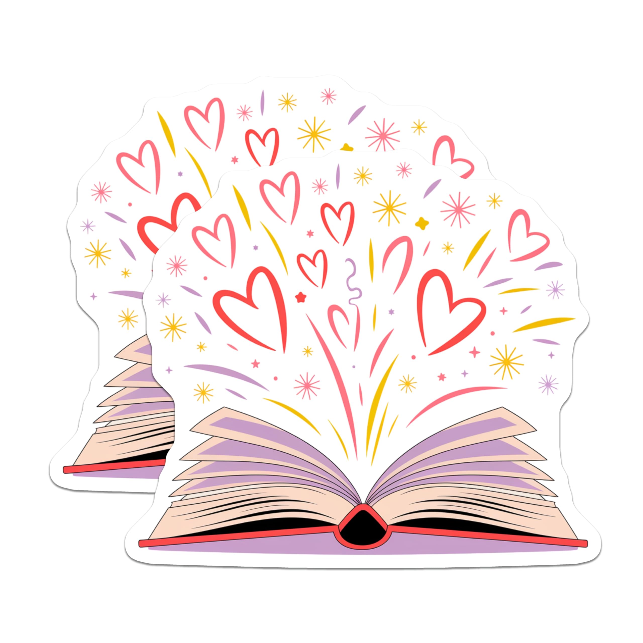 (2 Pack) Book Lover Magnets - Reading Enthusiast Decor - Literary Teacher Librarian Accessory - Whimsical Heart Book Design - 5 Inches On Longest Side - Thick Durable Magnet - Made in USA - MAG26634