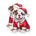 (2 Pack) Bulldog Santa Magnets - Cute Christmas Dog Pet Decor - Holiday Fridge Locker Office Puppy Accessories - 5 Inches On Longest Side - Thick Durable Magnet - Made in USA - MAG25692