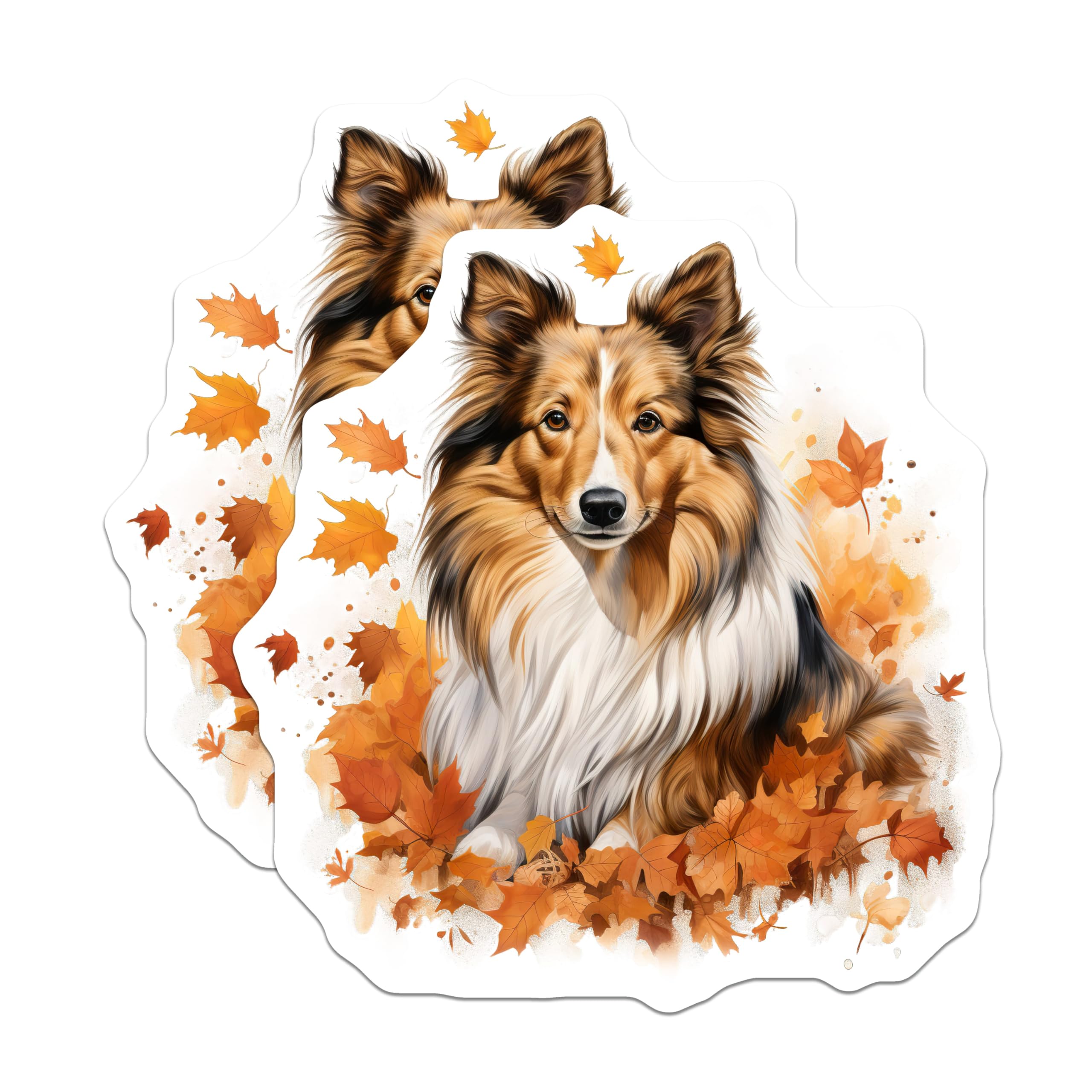 (2 Pack) Shetland Sheepdog Magnets - Autumn Fall Sheltie Dog Lover Decor - Pet Refrigerator Accessory - 5 Inches On Longest Side - Thick Durable Magnet - Made in USA - MAG28205