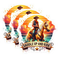 (3 Pack) Cowboy Horse Decals - Western Rider Stickers - Saddle Up Decor- 3 Inches On Longest Side - Easy Peel & Apply - Made in USA - 3MCS5601