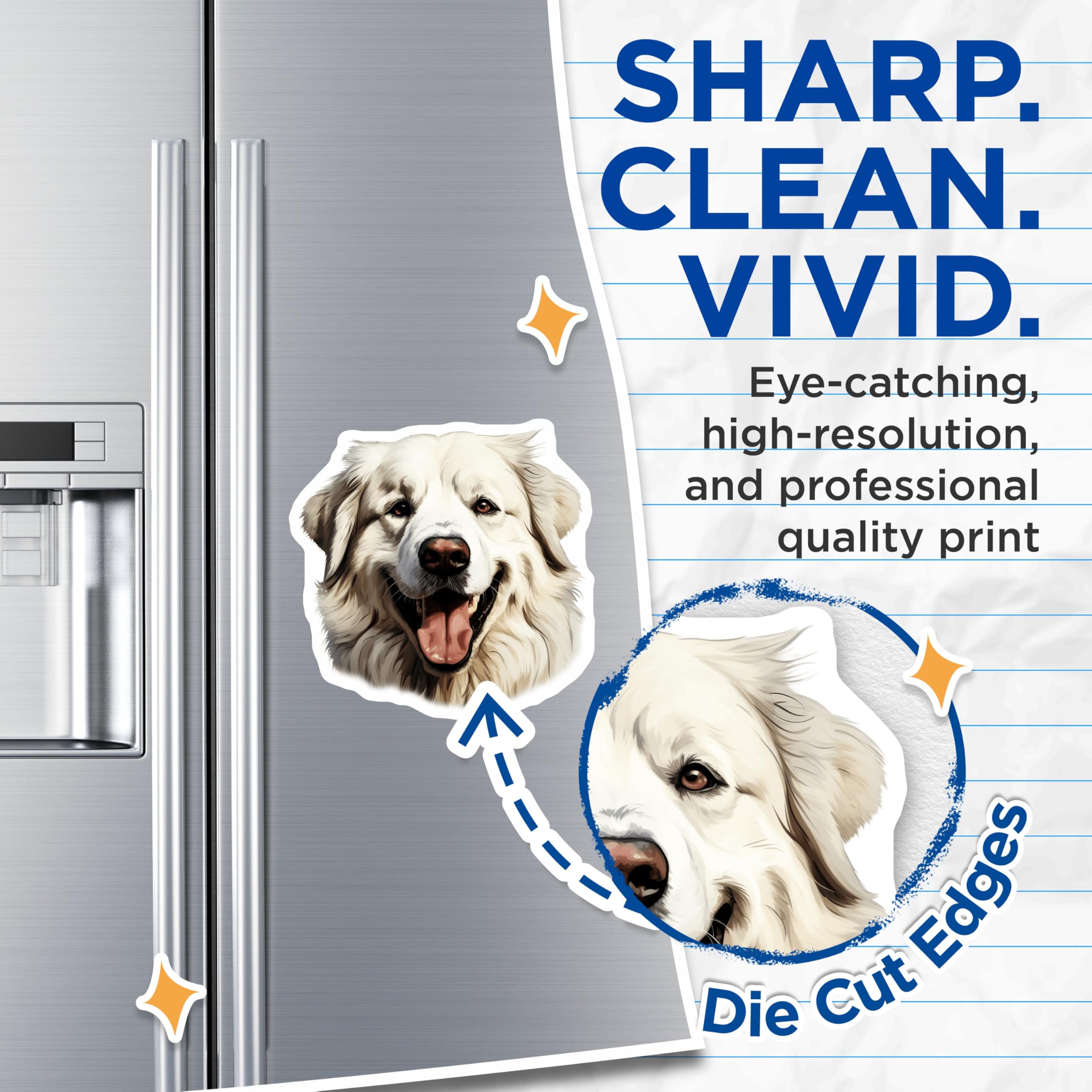 (2 Pack) Great Pyrenees Magnets - Smiling White Fluffy Dog Pet Owner - Dog Mom Dad Fridge Locker Kitchen Decor - 5 Inches On Longest Side - Thick Durable Magnet - Made in USA - MAG29762